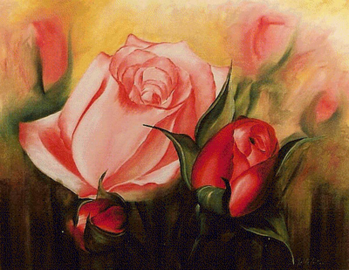 Розы. - цветы, натюрморт, живопись. - предпросмотр