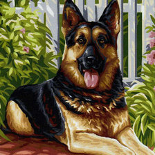 Схема вышивки «Овчарка в саду»