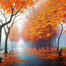 Схема вышивки «туманное утро в осеннем парке»