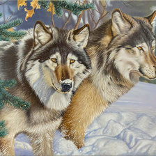 Схема вышивки «Пара волков»