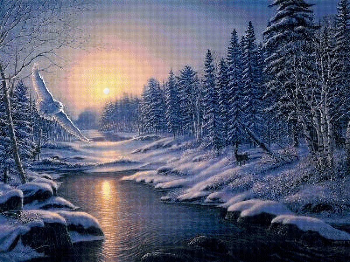 Река зимой - зима, река - предпросмотр