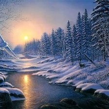 Схема вышивки «Река зимой»