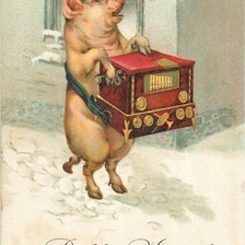 Схема вышивки «Свинка-шарманщик»