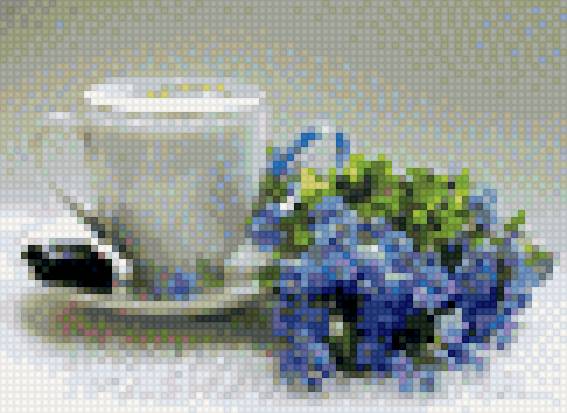 С добрым утром! - кофе, незабудки, чашка, блюдце - предпросмотр