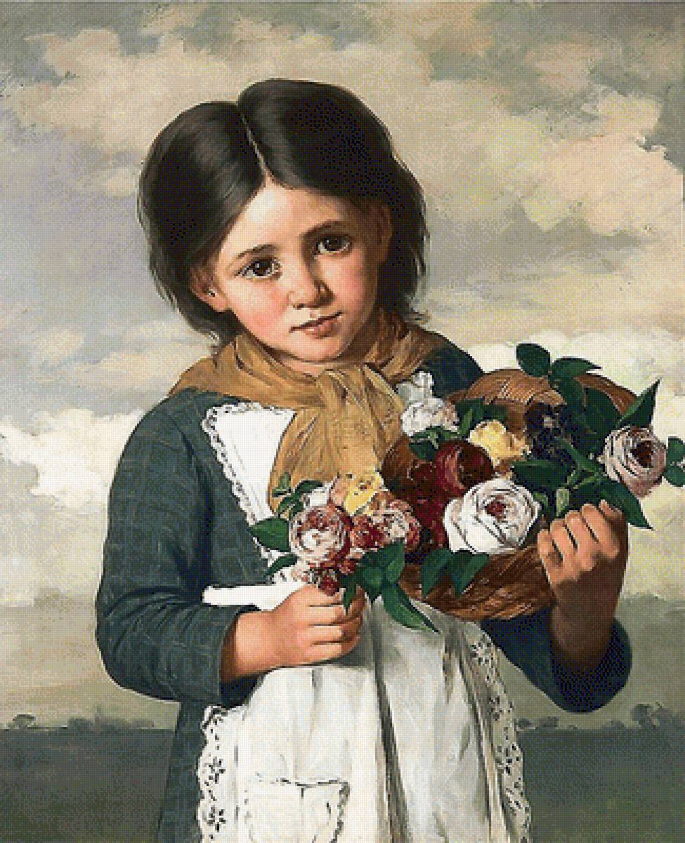 юная цветочница - картина - предпросмотр