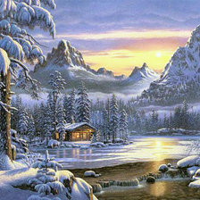 Схема вышивки «Зима в горах»