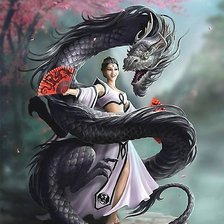 Схема вышивки «Девушка и дракон»