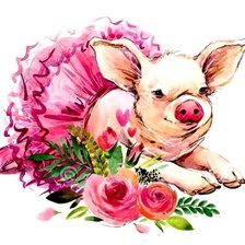 Схема вышивки «поросенок девочка»