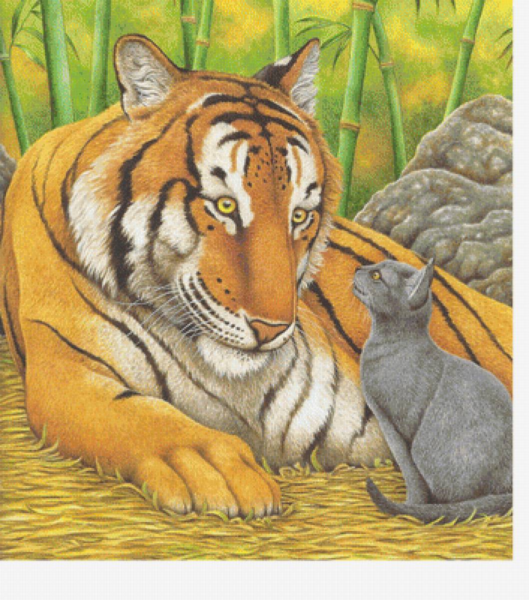 Тигр и кот - животные, звери - предпросмотр