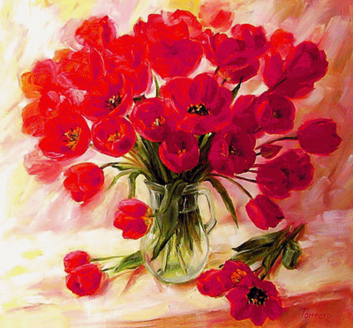 Тюльпаны. - цветы, живопись., натюрморт - предпросмотр