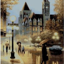 Схема вышивки «Дождливый город»