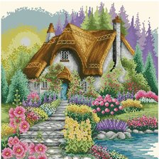 Схема вышивки «Дом на берегу реки»