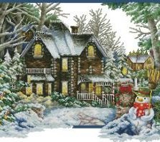 Схема вышивки «Дом зимой»