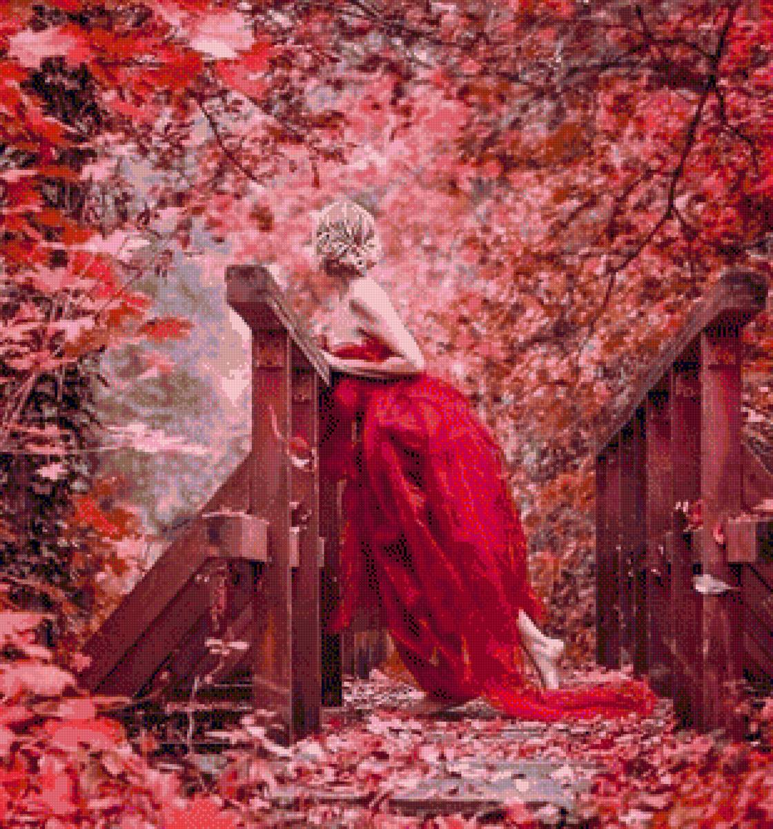 Девушка - мост, осень, девушка - предпросмотр