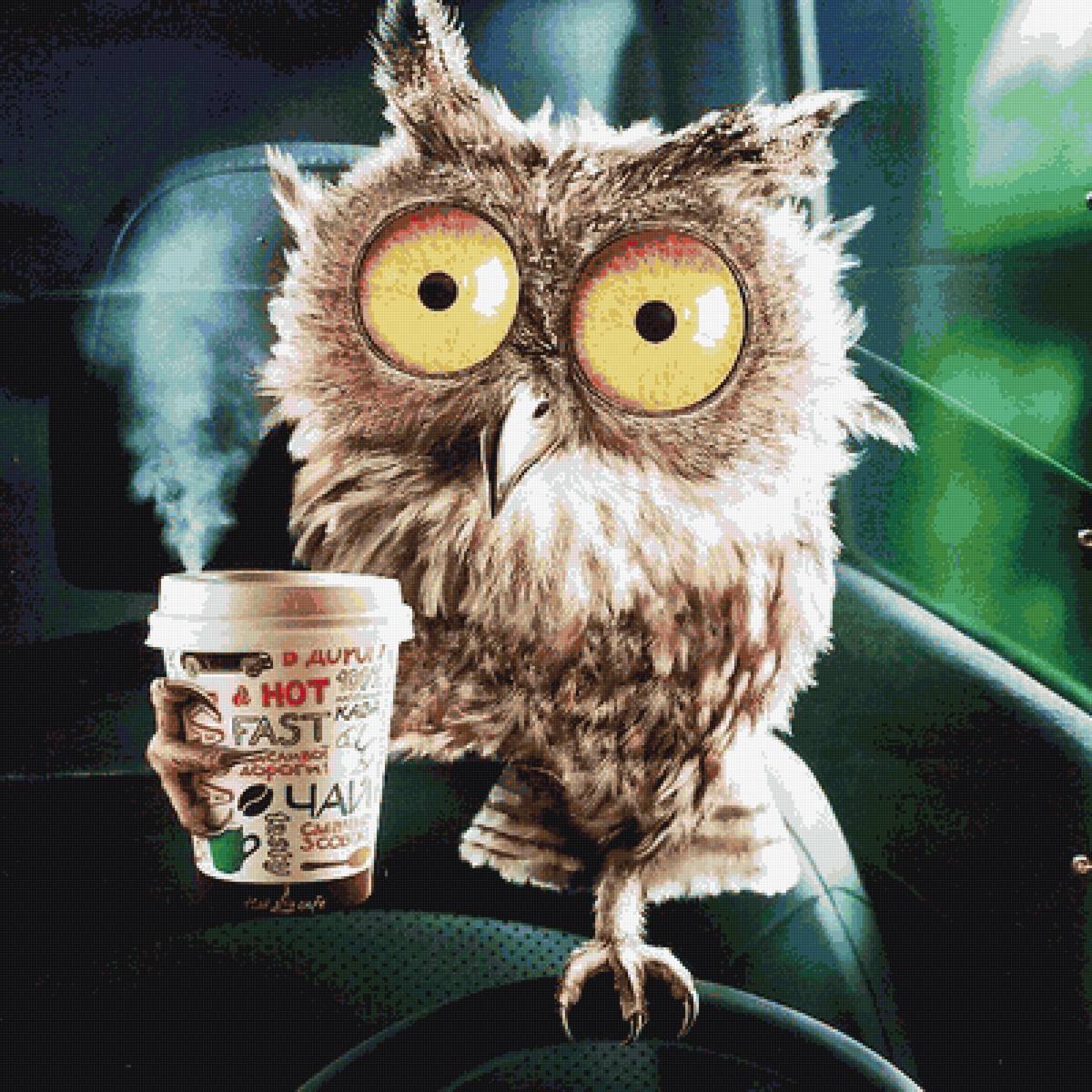 сова - кофе, за рулем, сова - предпросмотр