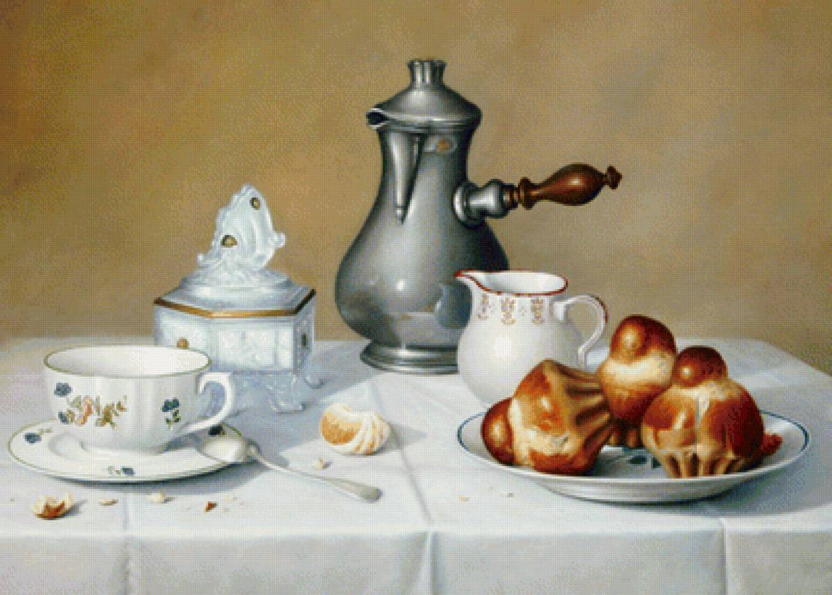 Для кухни - натюрморт, чашка, кофейник - предпросмотр