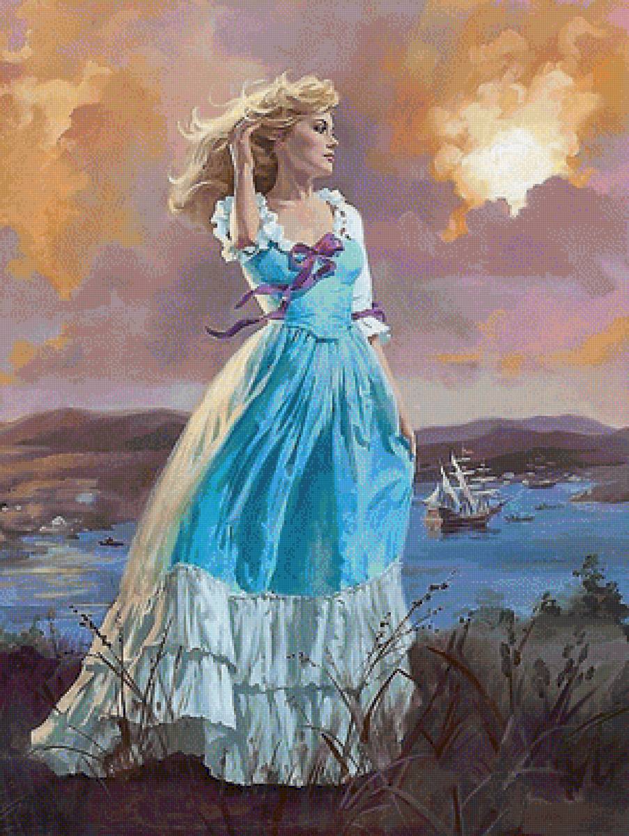 девушка в голубом - картина - предпросмотр