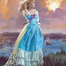 девушка в голубом