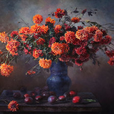 Схема вышивки «Хризантемы осенью»