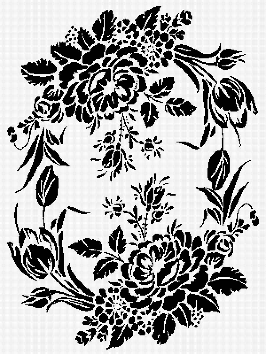 Цветы 2 - монохром - предпросмотр