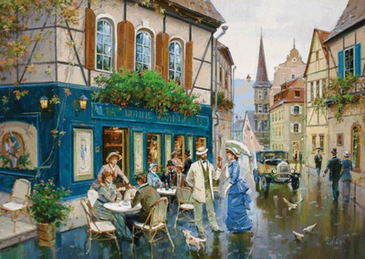 Уличное кафе - кафе, город, улица, люди - предпросмотр