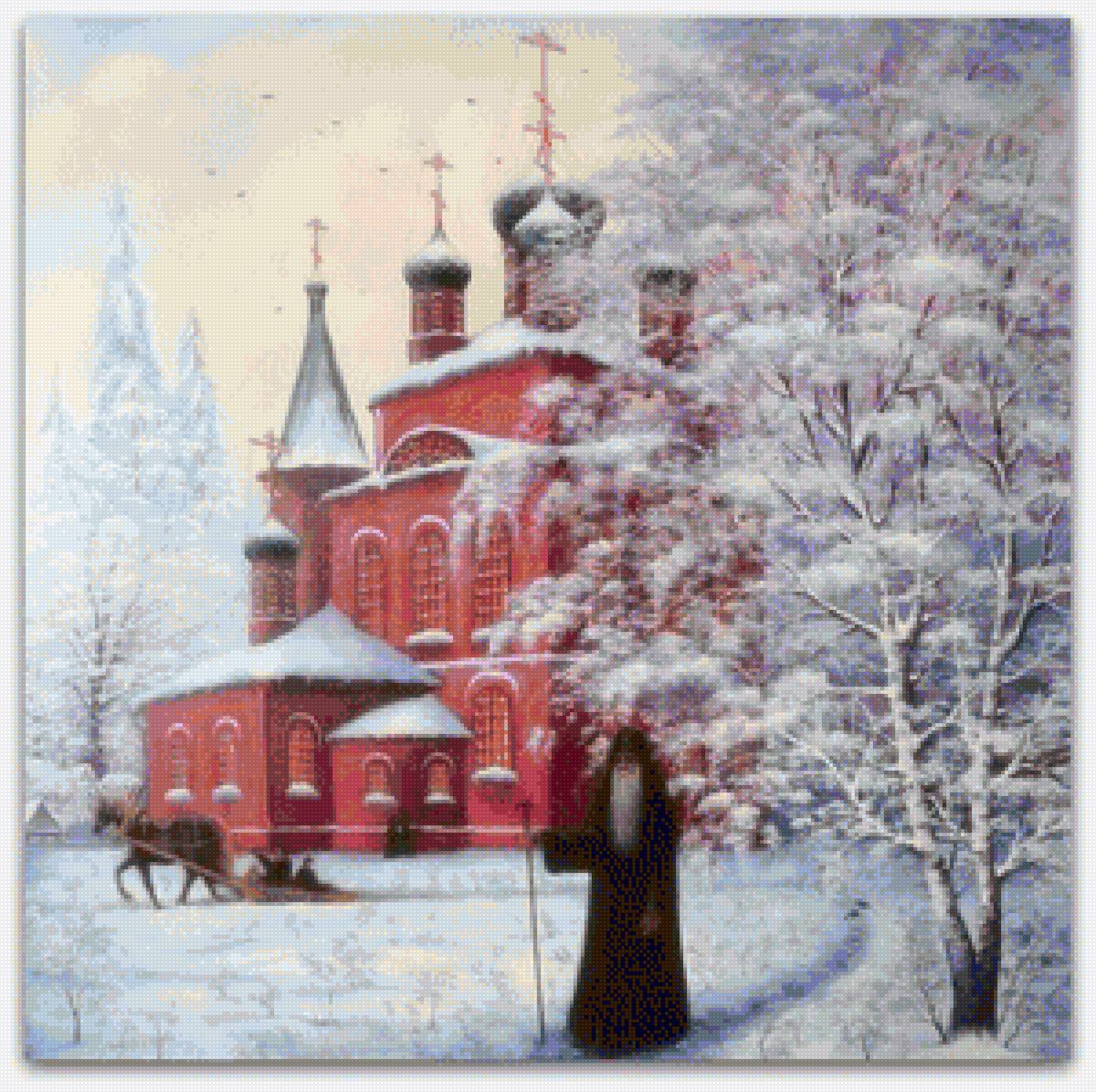 Зимний храм. - храм церковь монах зима кресты - предпросмотр