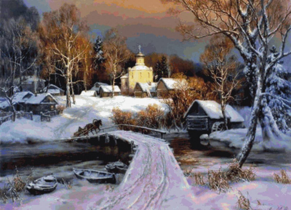 Зимний пейзаж - картина - предпросмотр