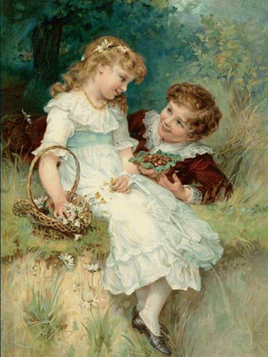 дети - люди, природа, картина - предпросмотр