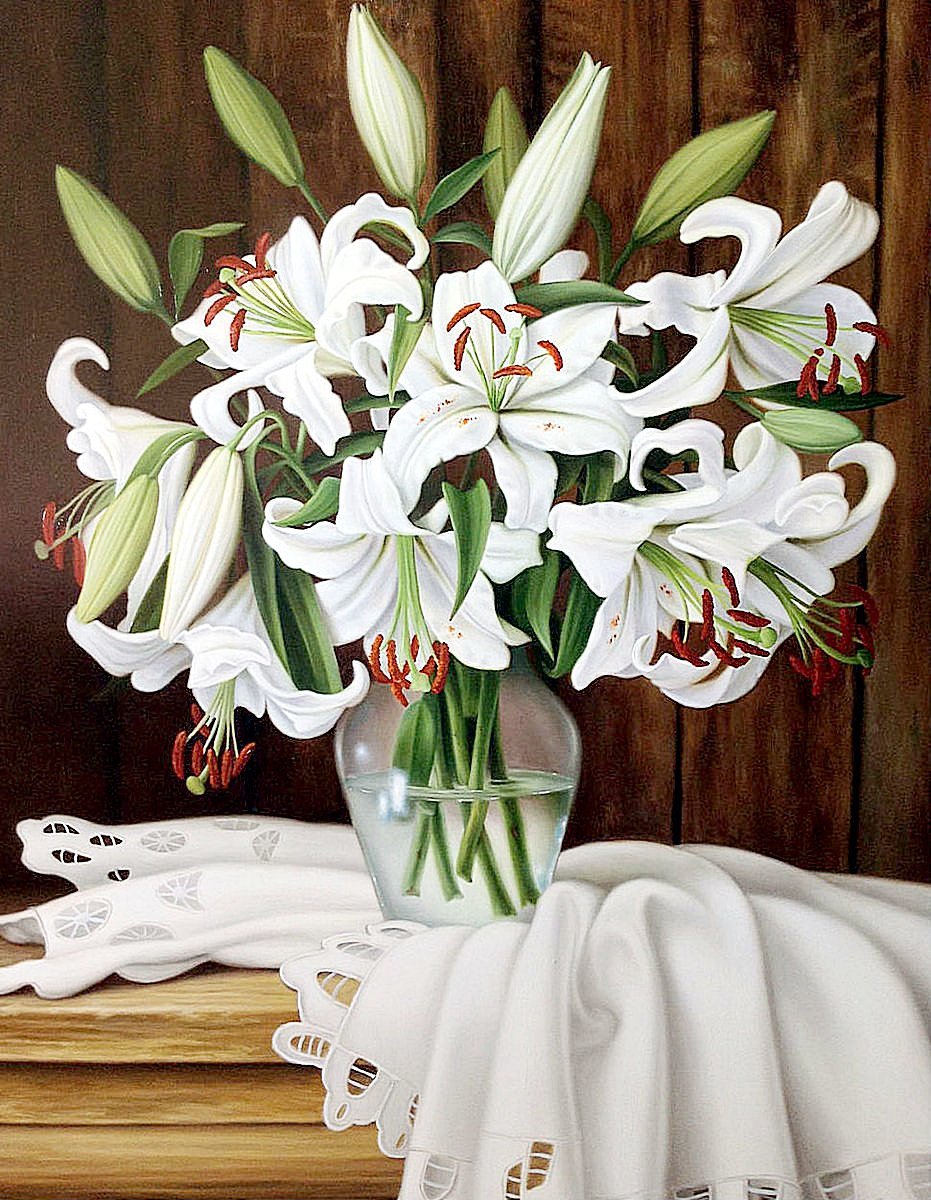 Белоснежные лилии - цветы, лилии, букеты - оригинал