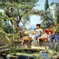 Схема вышивки «Пруд с лотосами»