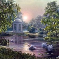 Схема вышивки «Беседка у пруда»