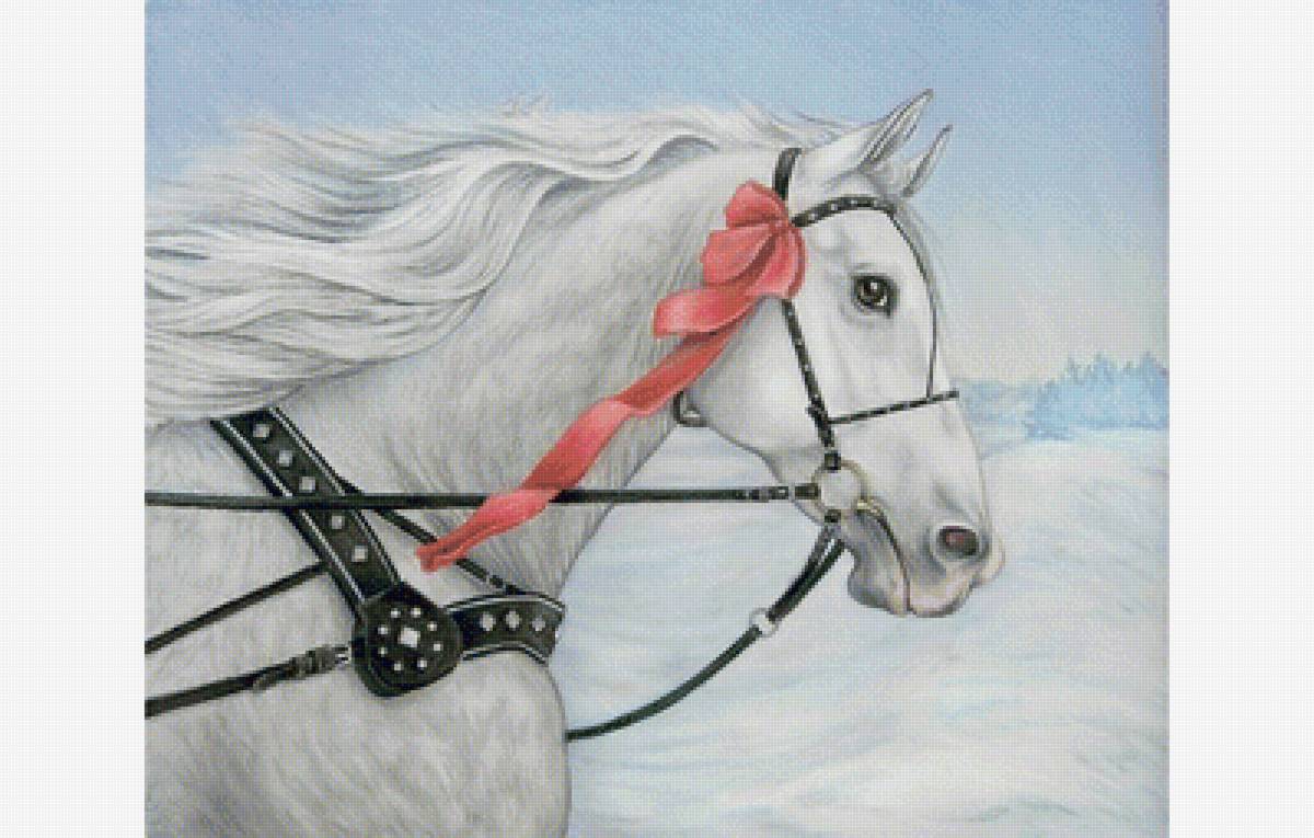 Белый конь - лошади, животные - предпросмотр