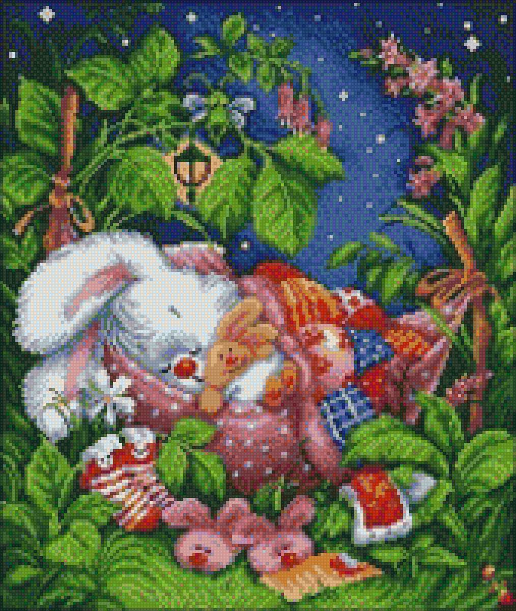 Зайка спит - схемы вышивки - предпросмотр