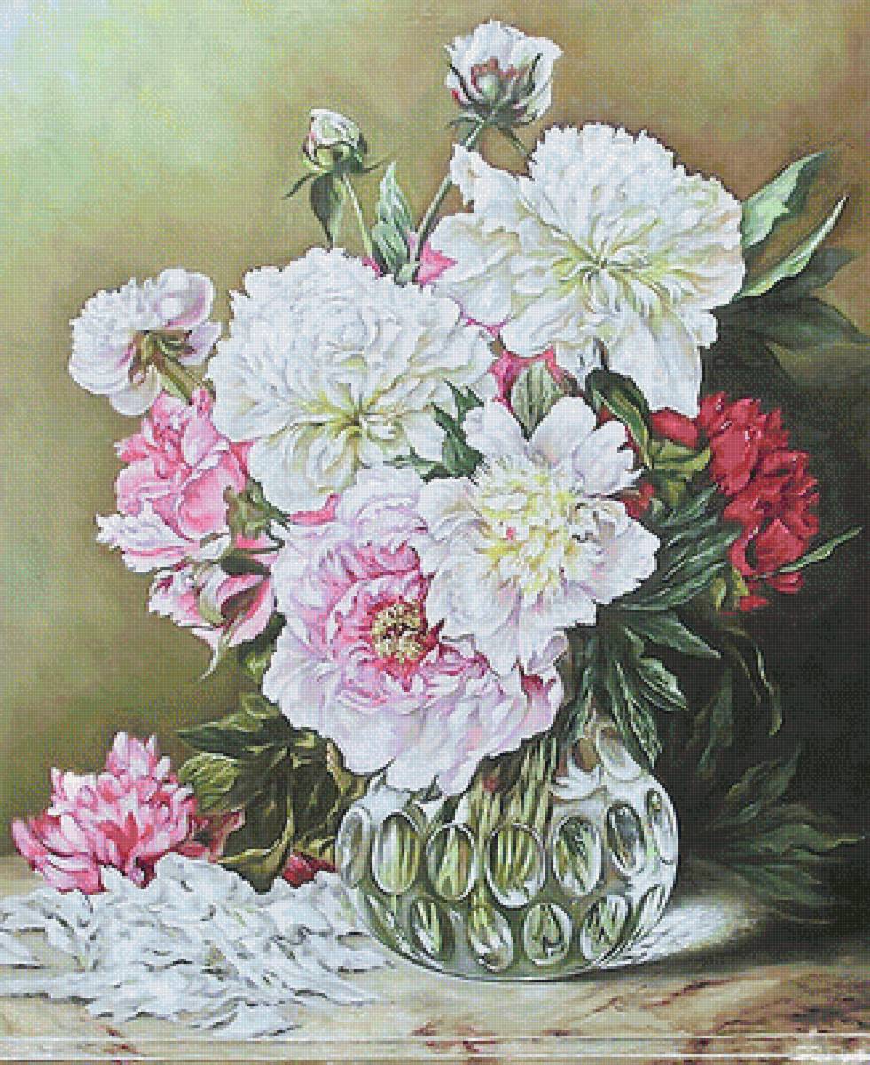 Пионы в вазе - цветы, цветы в вазе - предпросмотр