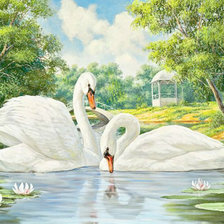 Схема вышивки «Лебеди на пруду»