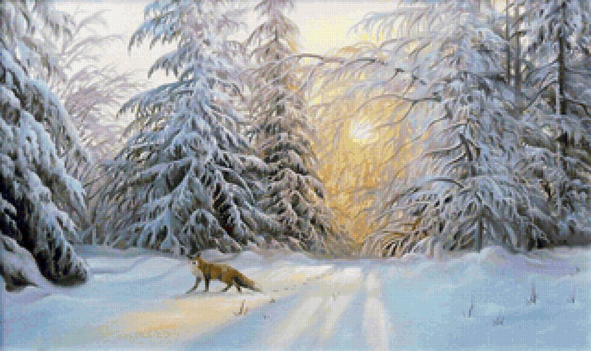 №1805777 - природа, пейзаж зима, лиса, снег - предпросмотр