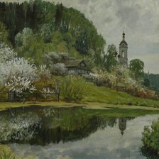 Схема вышивки «Пейзаж с храмом»