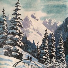 Схема вышивки «Зимой в горах»