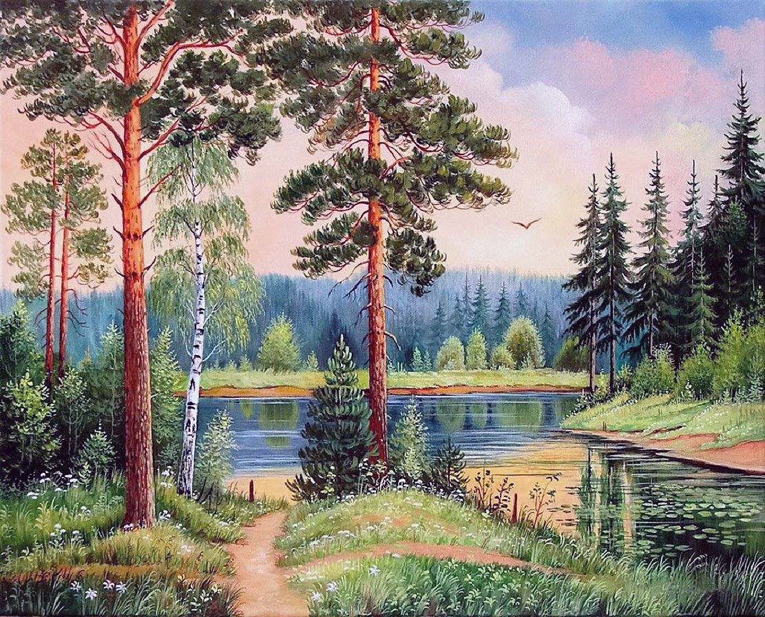 №1806597 - природа, лес, река, лето, пейзаж - оригинал