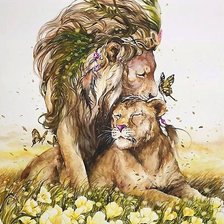 Схема вышивки «львы»