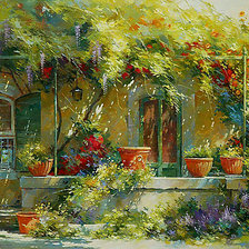 Схема вышивки «Домик в цветах»