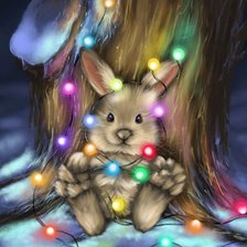 Схема вышивки «новогодний зайка»