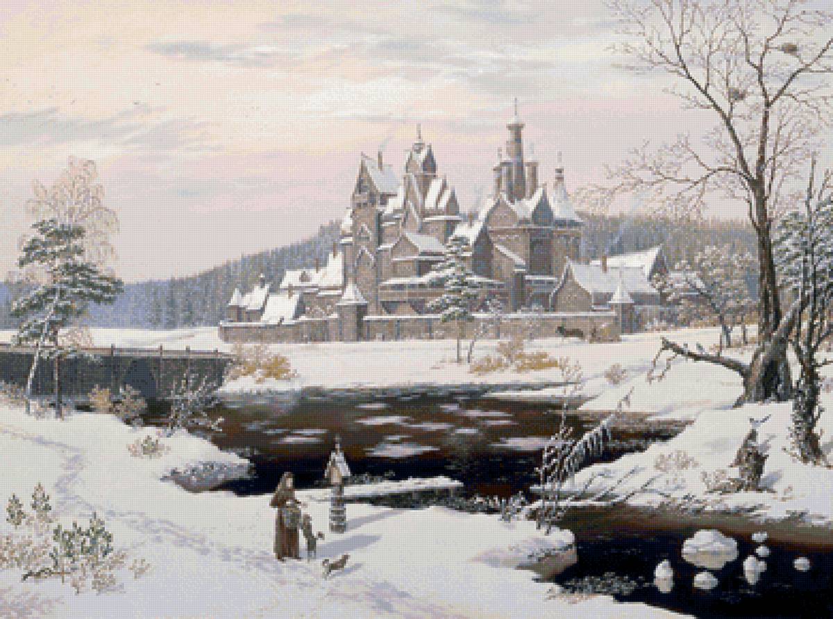 Худ. Иванов Всеволод Борисович - пейзаж зима, снег, вода, природа - предпросмотр