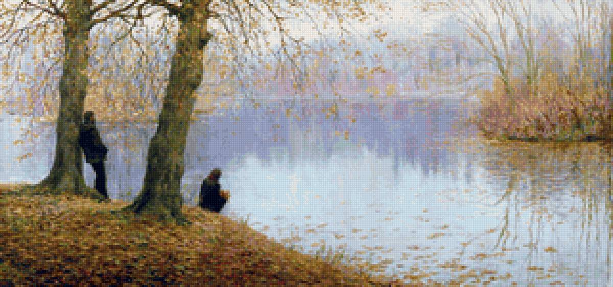 Худ. Вишняк Мария. 33-я ОСЕНЬ. - природа, люди, пейзаж осень, река - предпросмотр