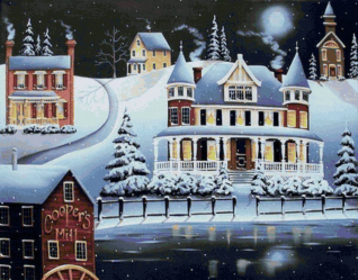 Зимняя ночь - ночь, зима, снег - предпросмотр