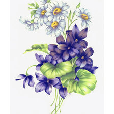 Схема вышивки «Серия "Букет". Ромашки и фиалки»