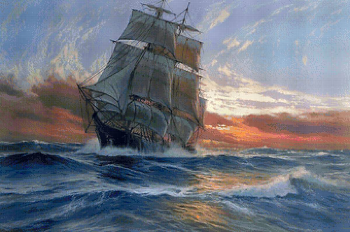 Худ. Марек Рузик - море, пейзаж, парусник - предпросмотр