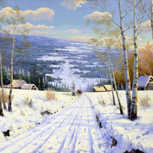 Схема вышивки «Худ. Михаил Белохвостов. Зимняя дорога»