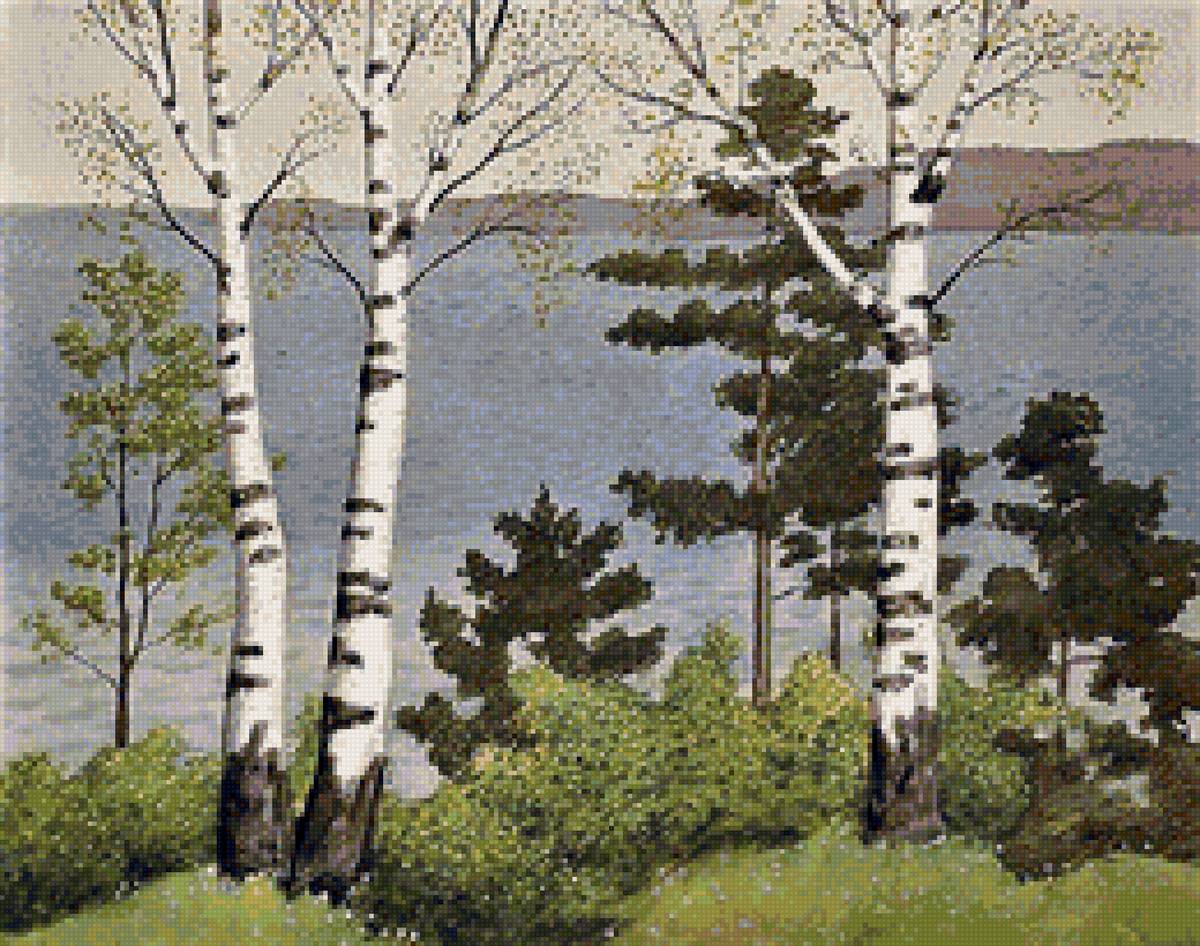 Худ. Оскар Бергман Весна идет, весне дорогу - река природа, пейзаж весна - предпросмотр