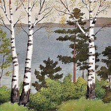 Схема вышивки «Худ. Оскар Бергман Весна идет, весне дорогу»